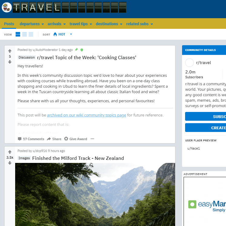 google travel reddit