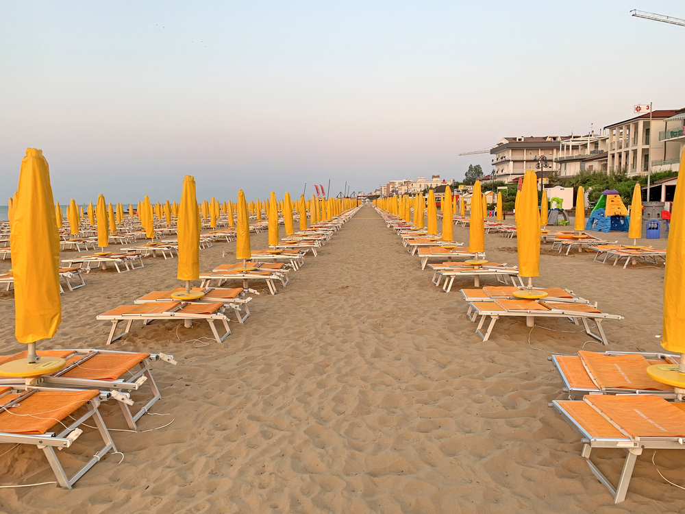 Deserted, emptied beach. Lido di Jesolo Italy