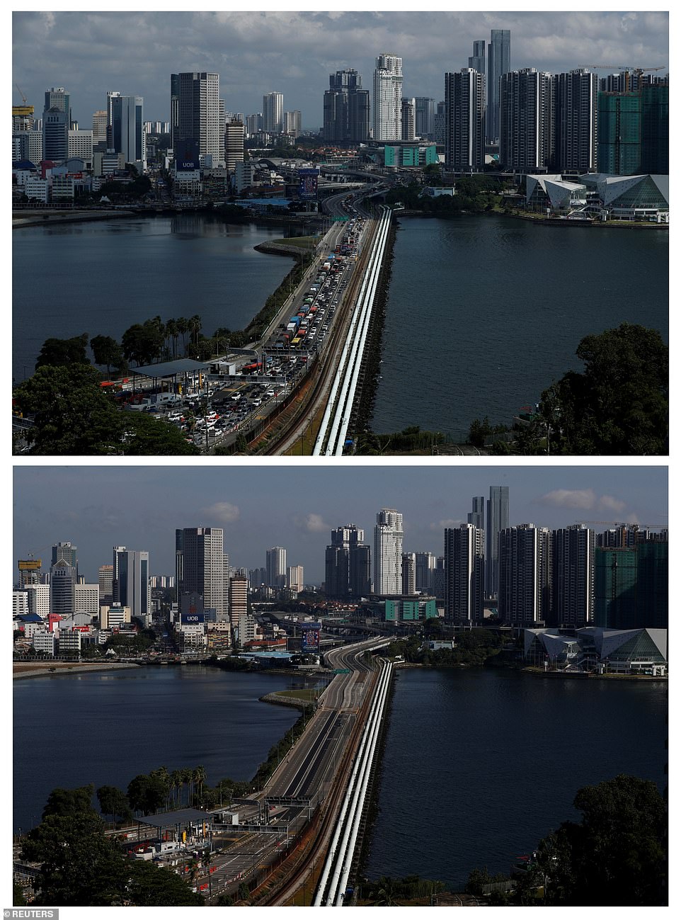 Johor-Singapore Causeway, Singapore-Malaysia befor and after COVID-19