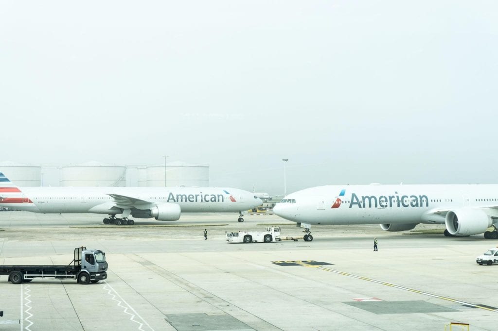 American Airline aircrafts at Heathrow Airport, United Kingdom
