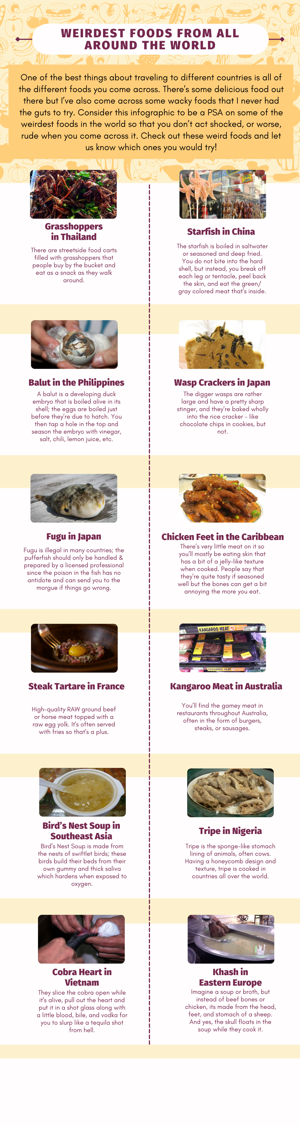 Weirdest foods from all around the world infographic