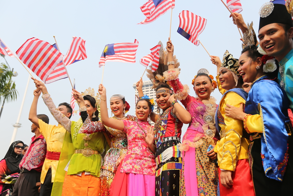 Youth celebrating during 58th Malaysia Independence Day Parade in Kuala Lumpur,Malaysia