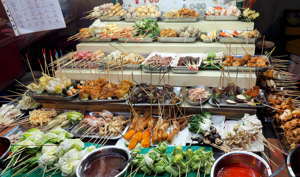 Lok Lok the Famoush street food at night time in Gorgetown heritage town Penang Malaysia