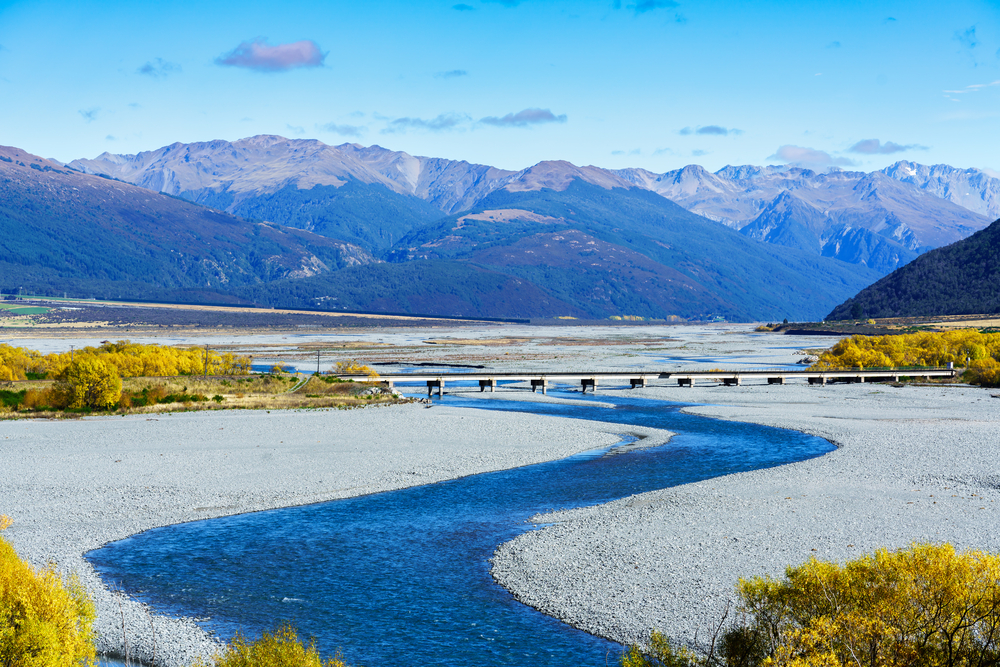 Beautiful scenery of Arthur's pass National Park in Autumn , South Island of New Zealand