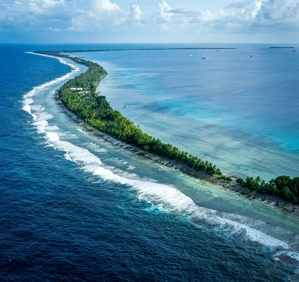 Aerial of the island of Tuvalu