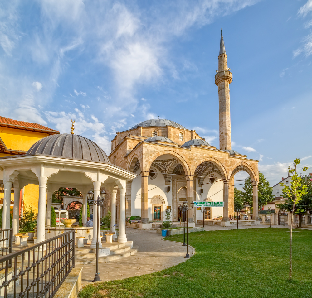 PRISTINA, KOSOVO - JULY 29, 2014: Fatih Mosque is the main city mosque and it is located in the center of the old town. Islam is the main religion in Kosovo.