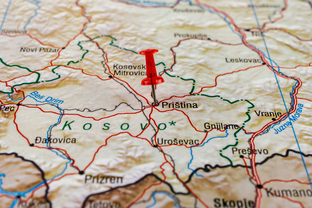 Pristina pinned on a map of Kosovo