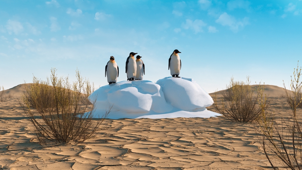 Penguins in the desert .