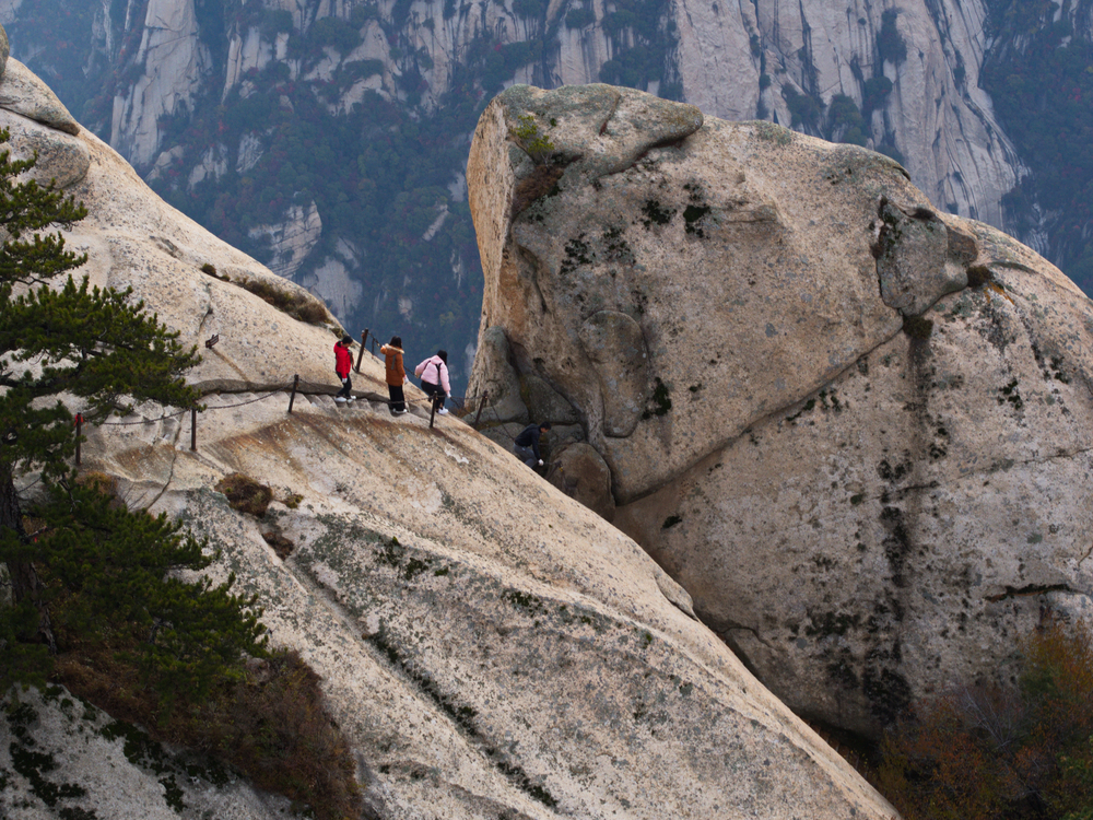 Huashan Mountain . The Most dangerous Trail and Crowned People in China. Mount Hua is one of the Five Great Mountains.