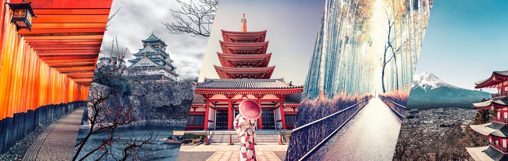 Famous places in Japan collage