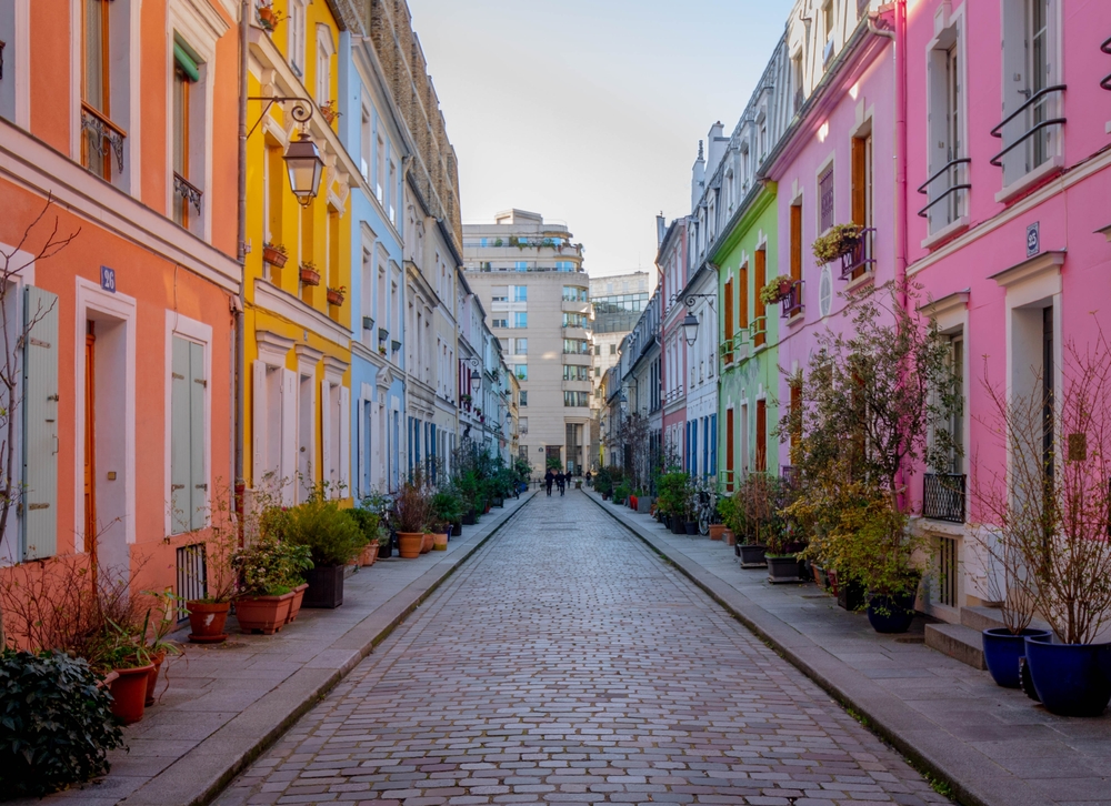 The Cremieux street with colorful buildings in Paris