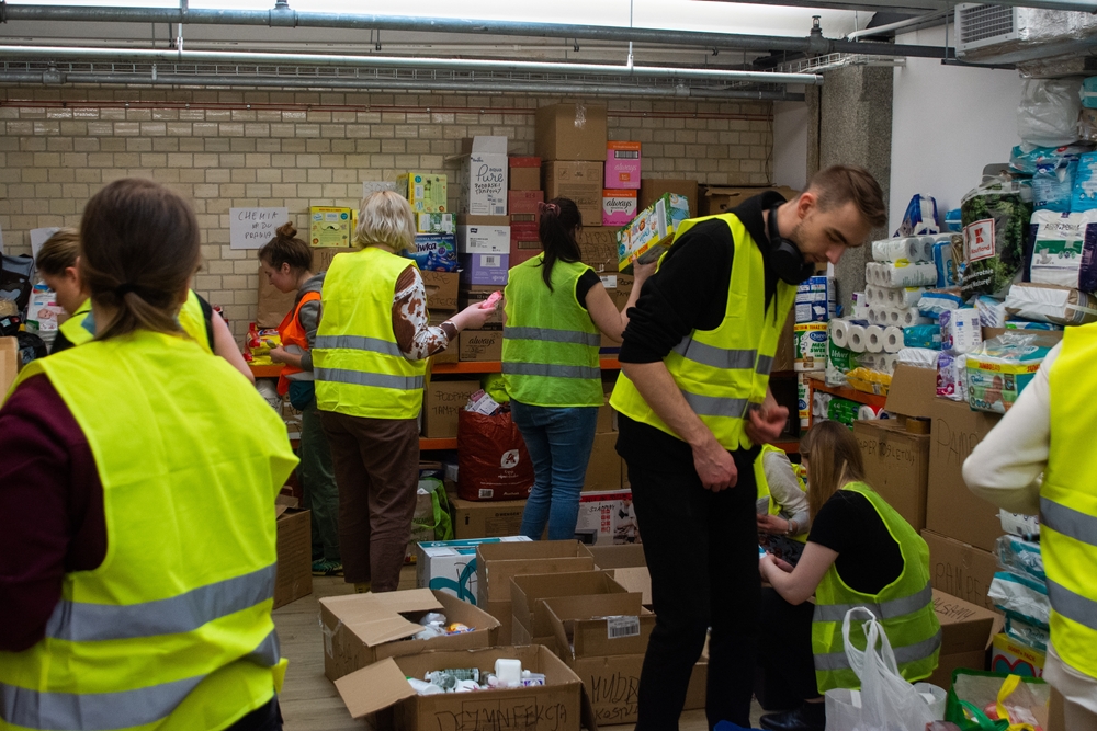 On Sunday, clothes and supplies were donated in Wroclaw, Poland, to be driven to Ukraine border to support Ukrainian refugees