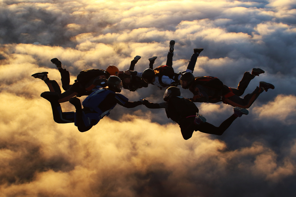 Sunset skydiving