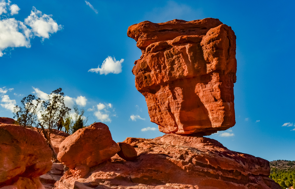 The Balanced Rock, Leaning Rock. The Garden of the Gods, Colorado, USA