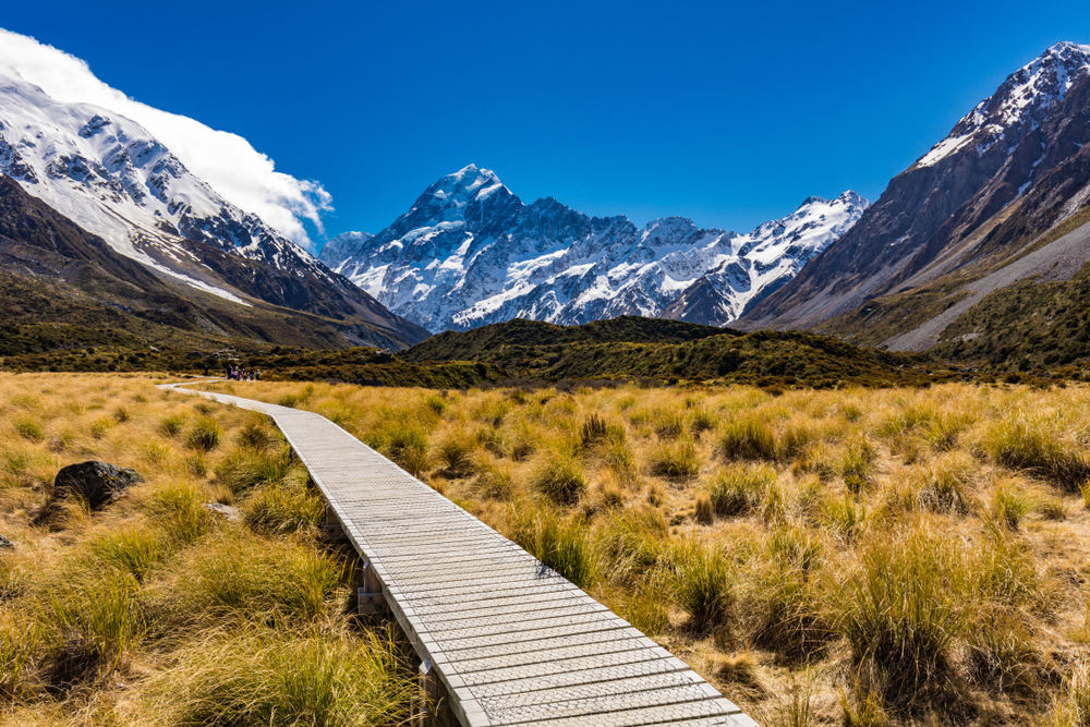 Mouintains in Hooker Valley Track in Aoraki National Park, New Zealand, South Island