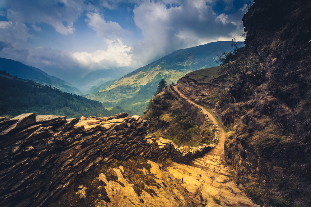 perfect mountain trail in the Himalaya, Nepal