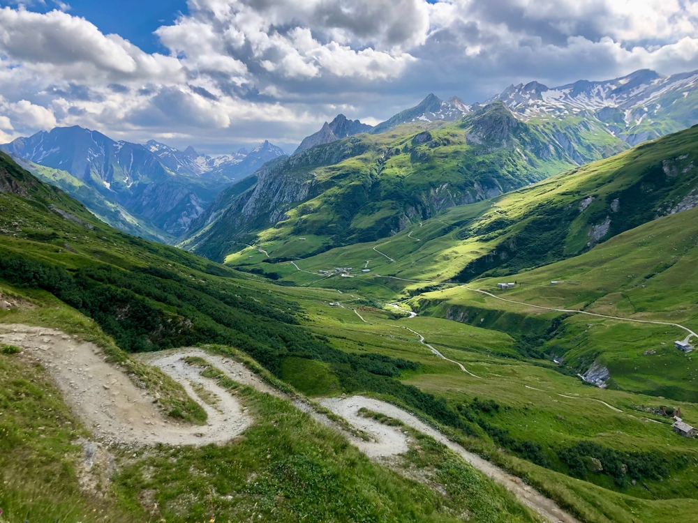 Mountain hiking trail in the French Alps