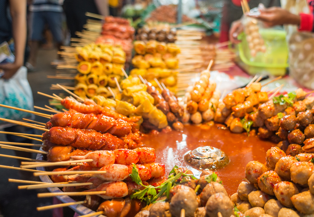 Fried food with sticks, Thai style food, Thailand street food ,Bangkok