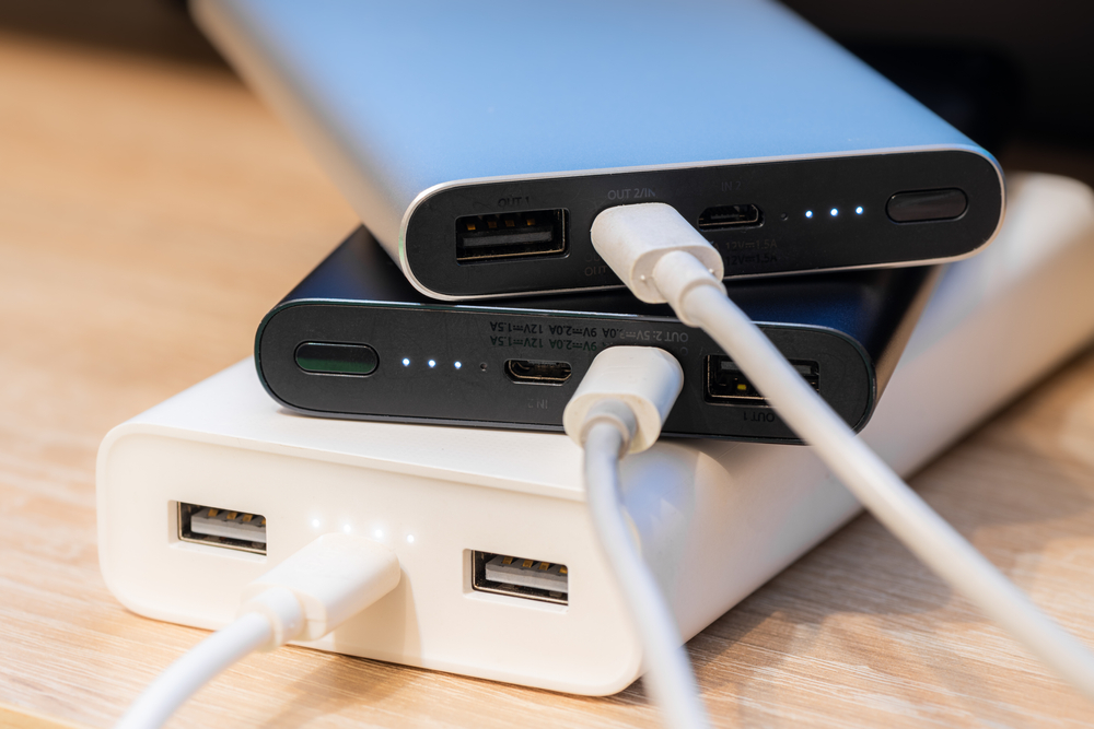 Portable power banks in a charger process.