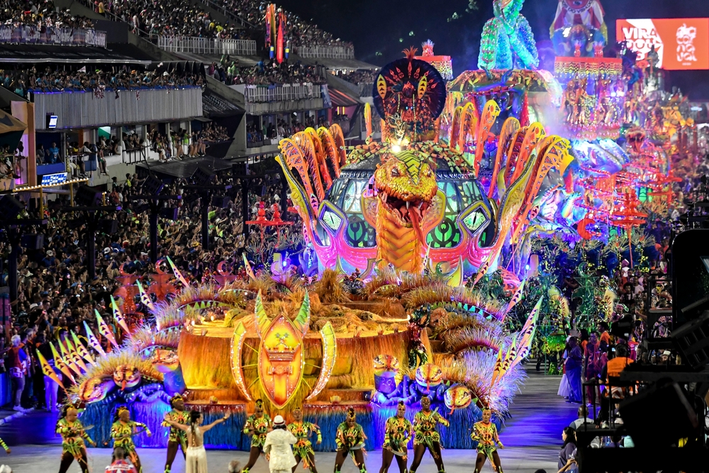 Parades of the samba schools Unidos do Viradouro of the special group, during the carnival in the city of Rio de Janeiro in Sapucai street