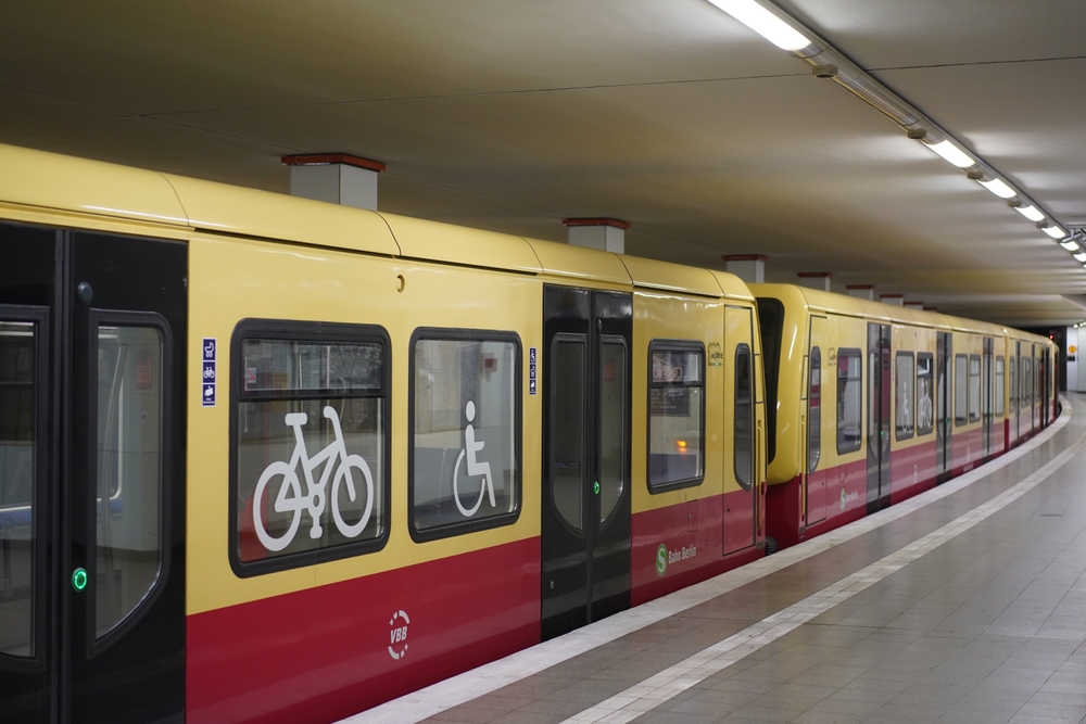 Suburban train run by Deutsche Bahn in Potsdamer Platz station