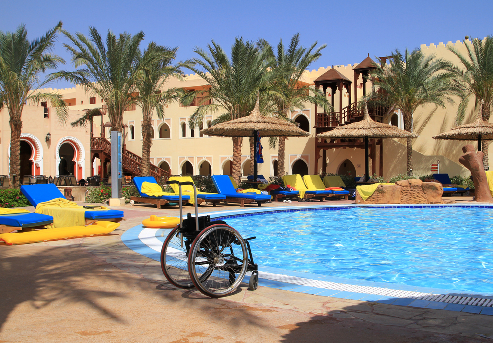 Disability chair at awimming pool