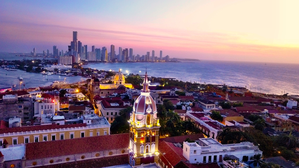 Cartagena skyline Colombia at sunset