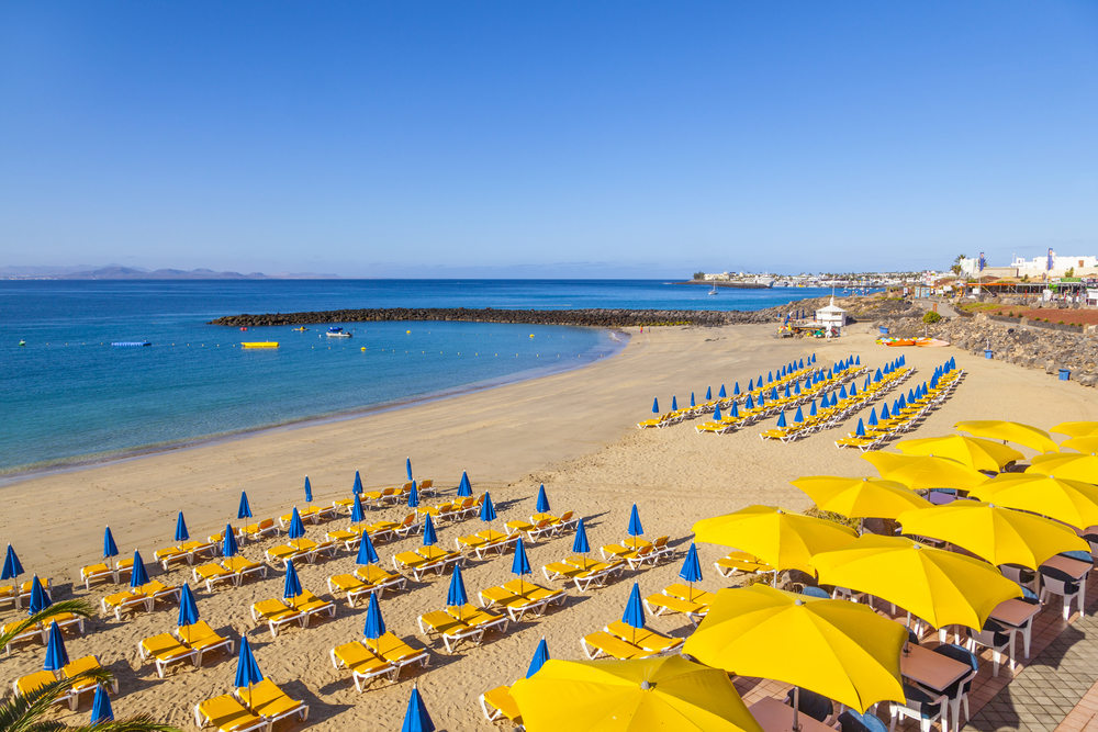 beach of Playa Blanca without people in early morning