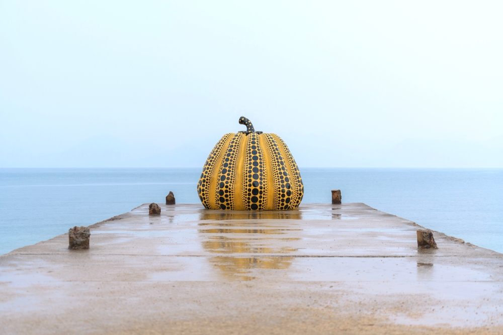 Kusama Yayoi's yellow pumpkin at Nao-shima Island.
