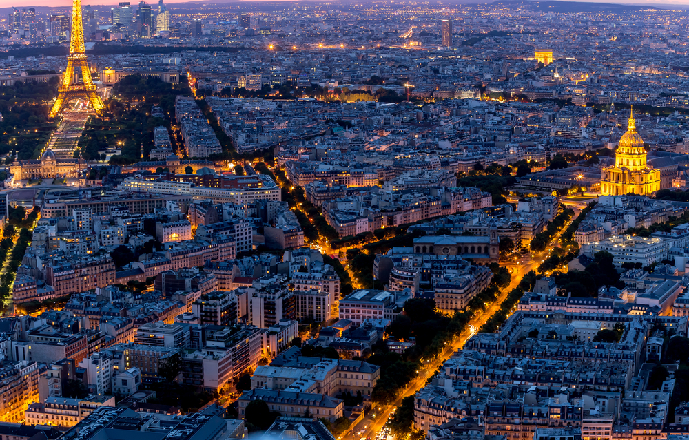 Paris at night, France
