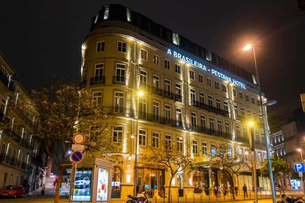 Famous Hotel Pestana Porto - A Brasileira Heritage building opened after renovation on May, 2018 in Porto, Portugal