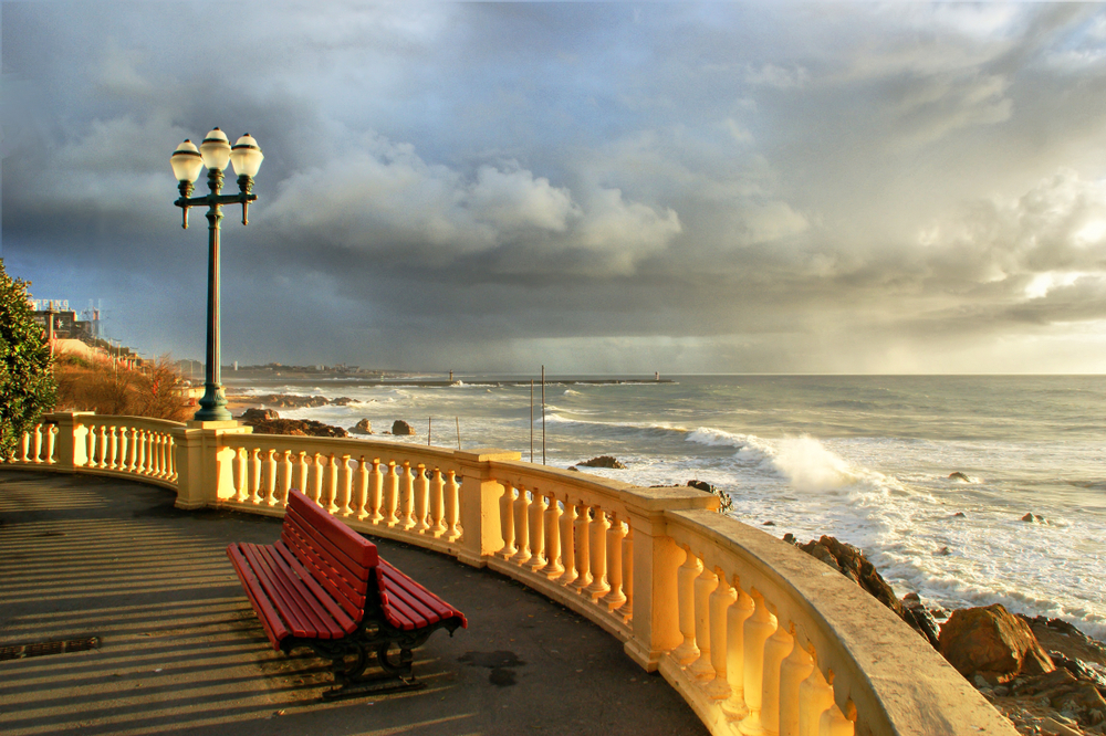Coastal way with balcony at Foz do Douro, Oporto, Portugal