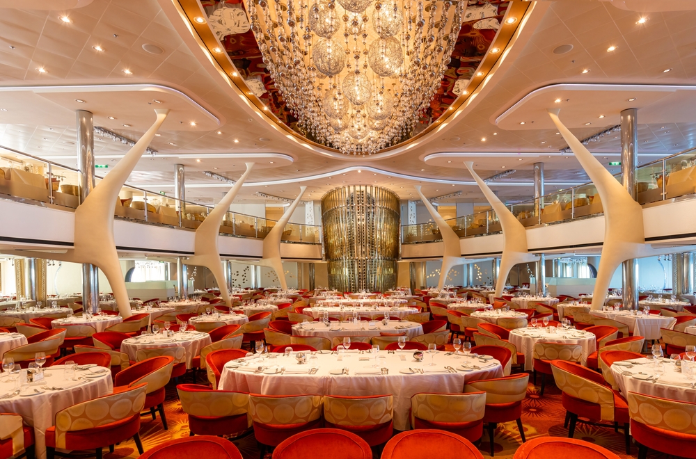 Luxury restaurant on a cruise ship that hosts dinners and entertainment events