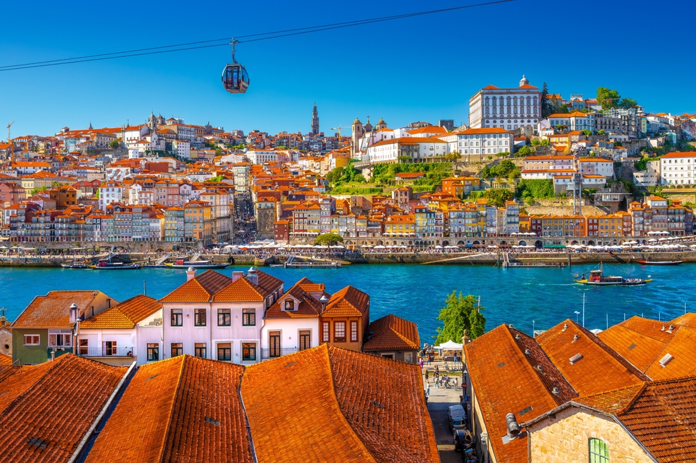 Beautiful view of the city of Porto on a beautiful summer day. Porto, Portugal