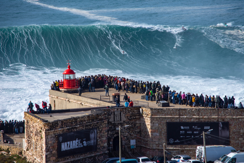 20 meters waves in front of lighthouse were shooted during the trip around Portugal.