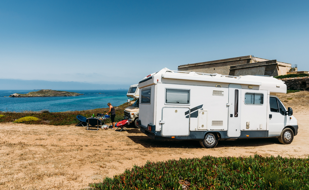 Caravan next to idyllic beach in Costa Vicentina, Alentejo, Portugal