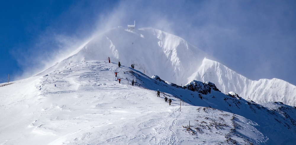 Alpine skiing at Big Sky Resort in Bozeman, Montana