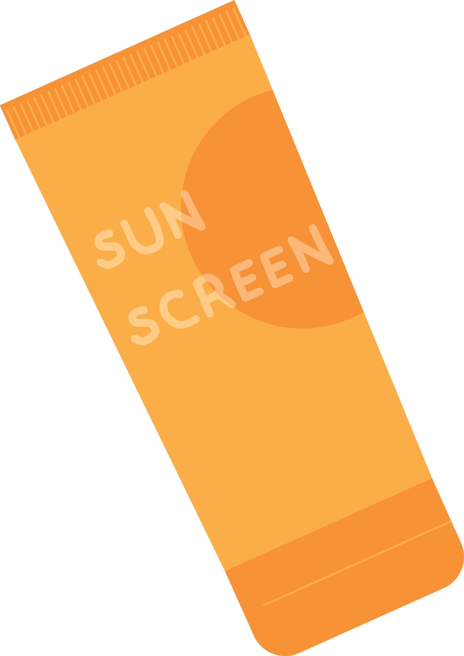 Vector illustration of orange sunscreen tube with label.