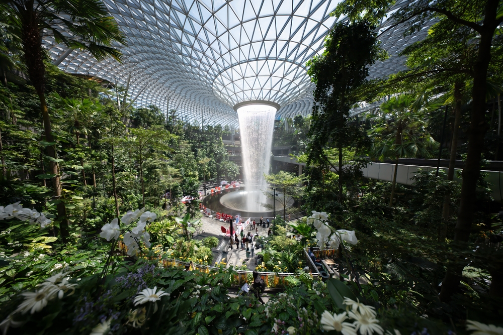 Jewel waterfall Changi airport, tourist attraction destination