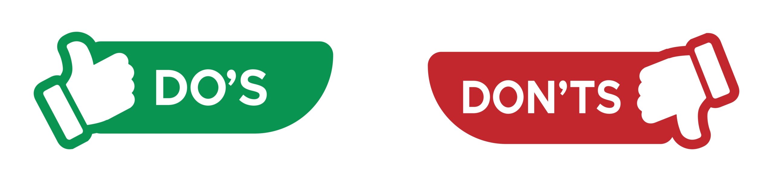 Thumbs up and thumbs up flat icon. Do's and Don'ts vector icons set