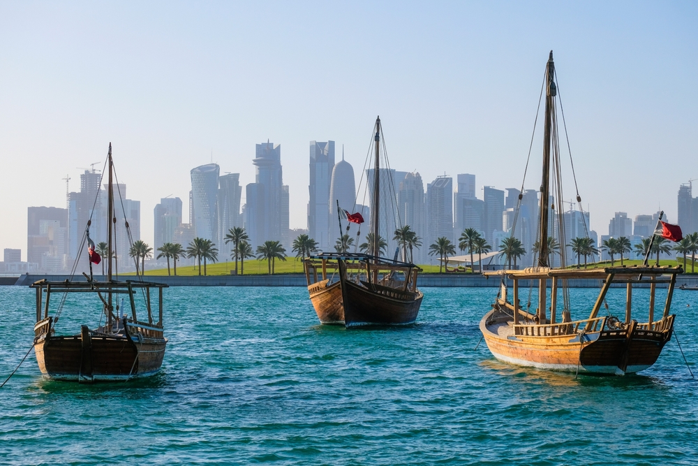 Doha skyline view with amazing sea