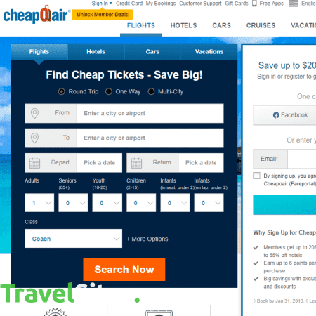 CheapOair flights - travelsites.iocheapoair
